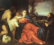 TIZIANO Vecellio Holy Family and Donor t china oil painting artist